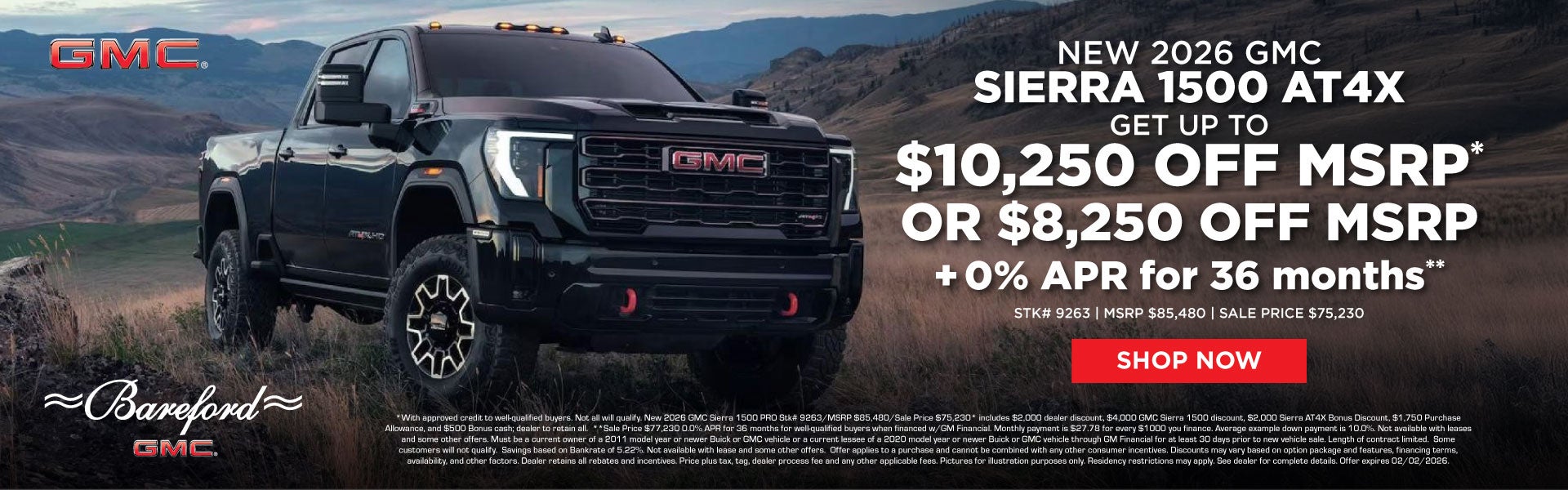 2026 GMC Sierra 1500 AT4X - Up to $10,250 Off MSRP