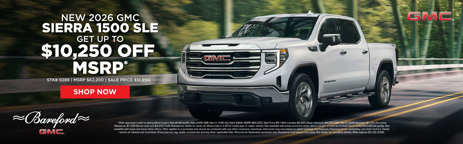 2026 GMC Sierra 1500 SLE - Up to $10,250 Off MSRP