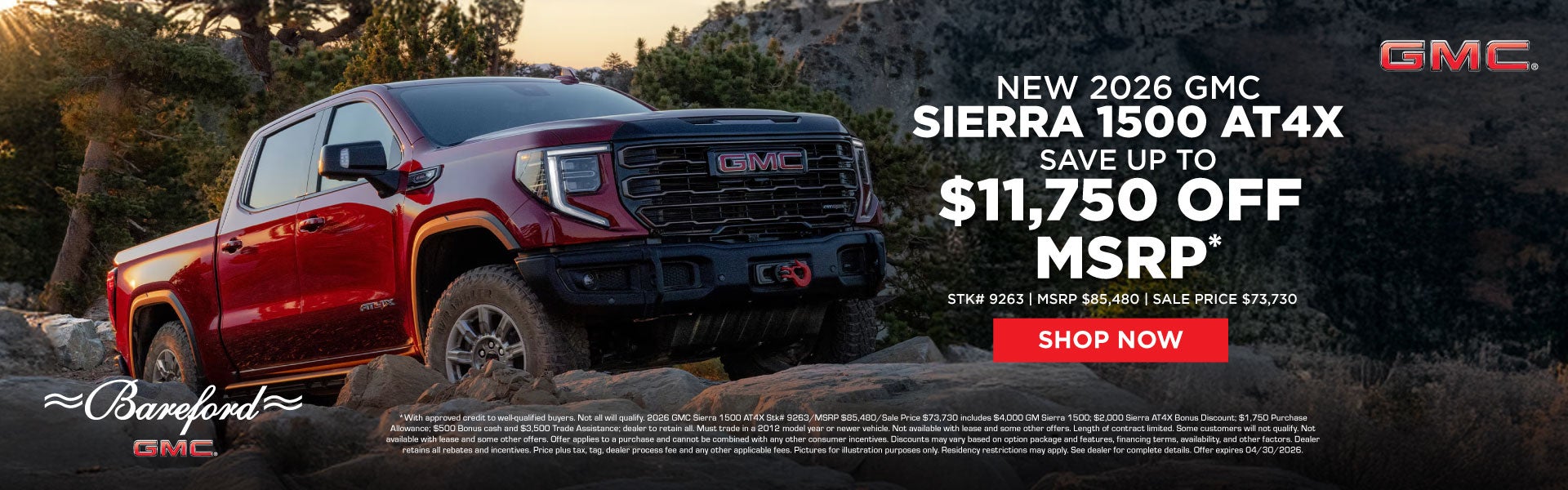 2026 GMC Sierra $11,750 off MSRP