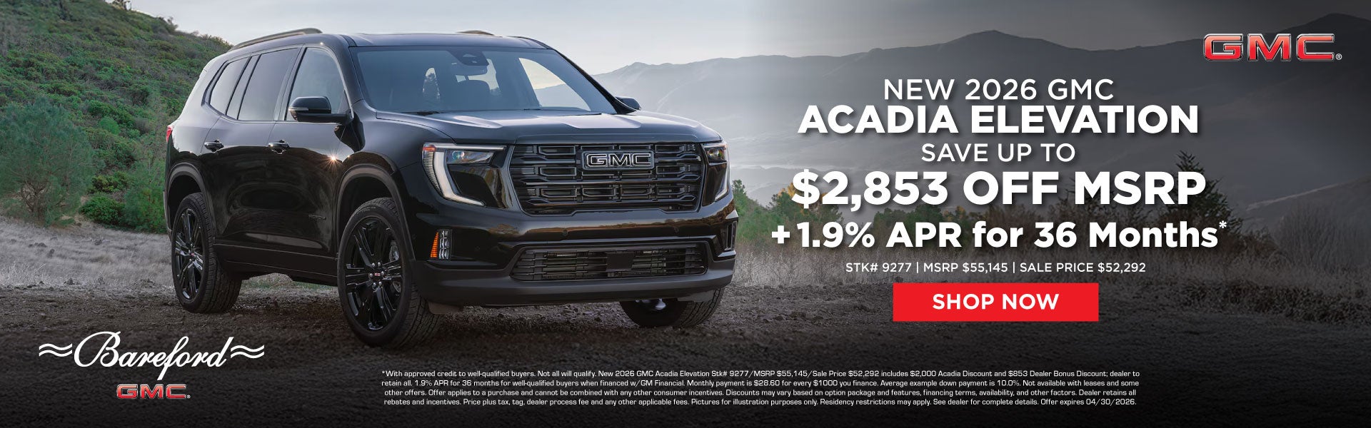 2026 GMC Acadia $2,853 off MSRP